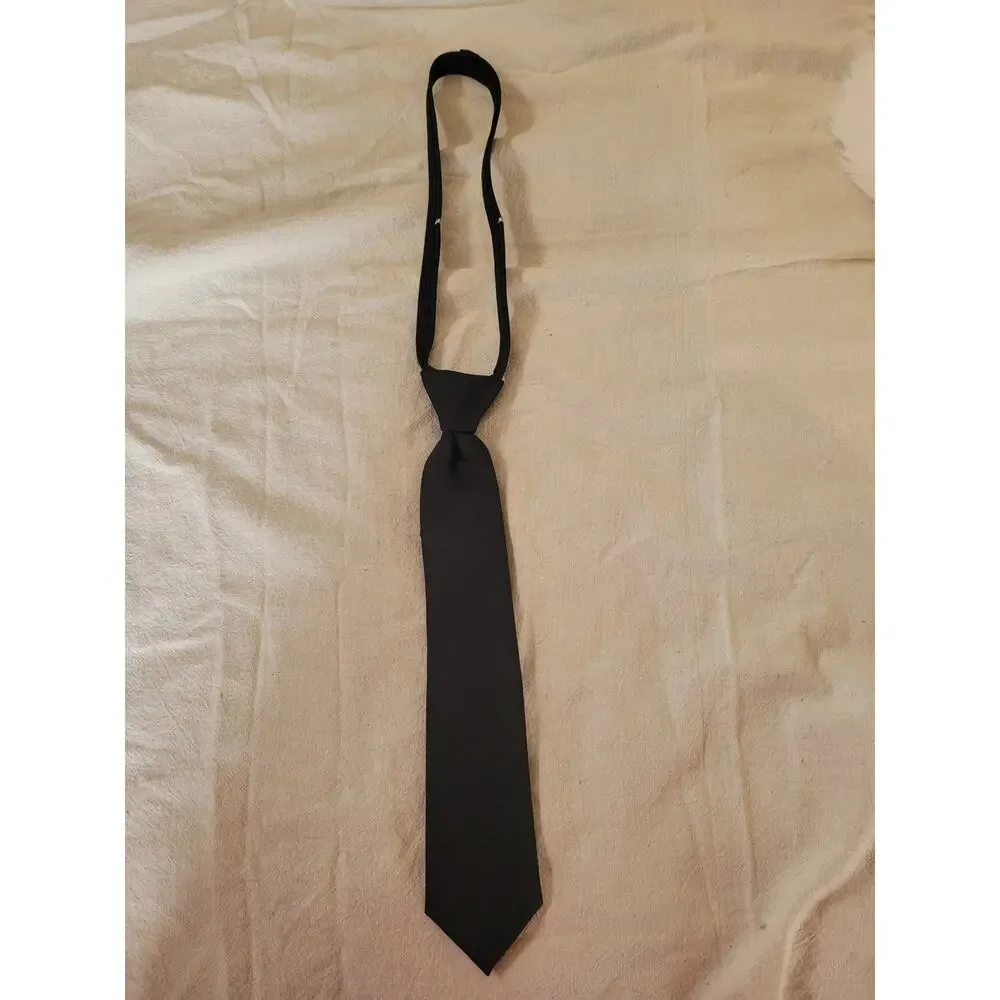 Cat & Jack Boys Black Zip-Up Tie 12” Length 22” Neck Adjustable Pre-Tied